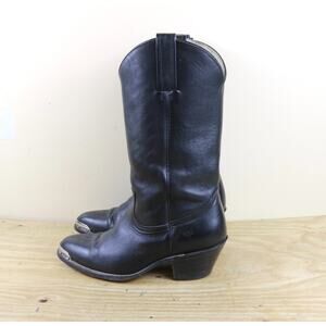 Frye Boots Mens 11EE Black Leather Billy Pull On Western Vintage Toe Cap USA